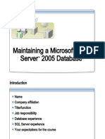 Course 2780: Maintaining A Microsoft SQL Server 2005 Database