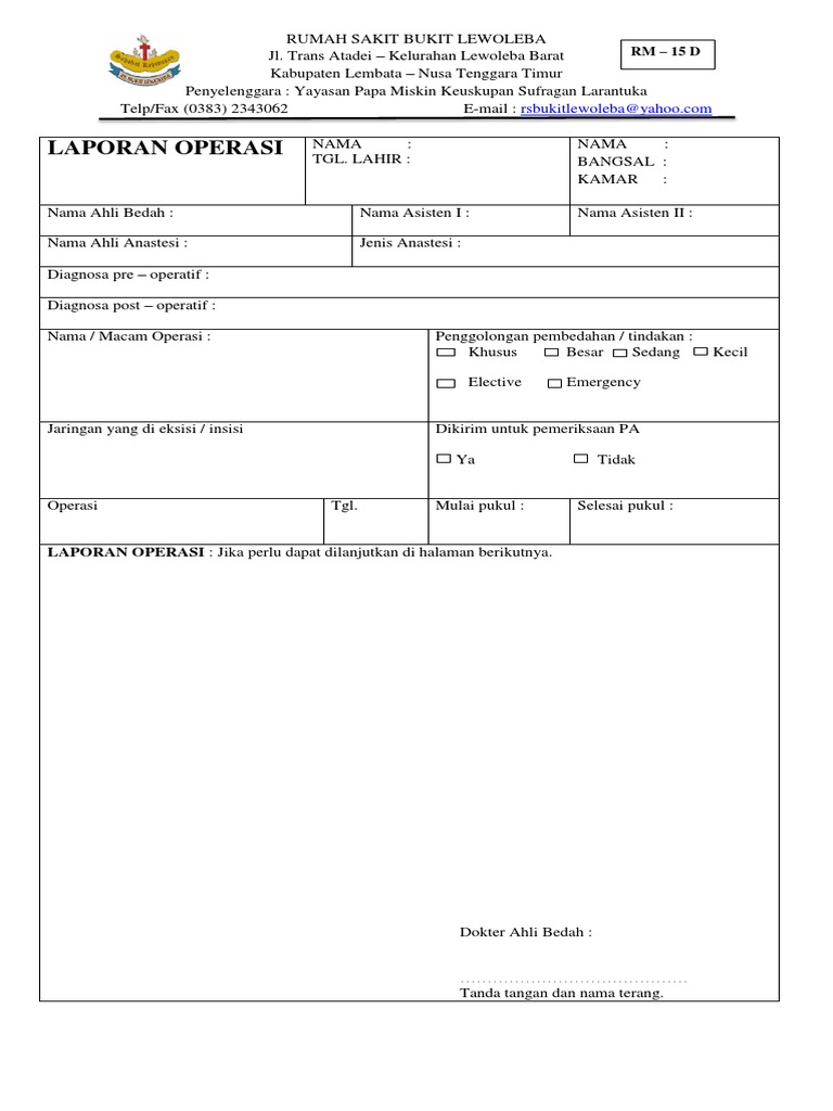 Form Laporan Operasi