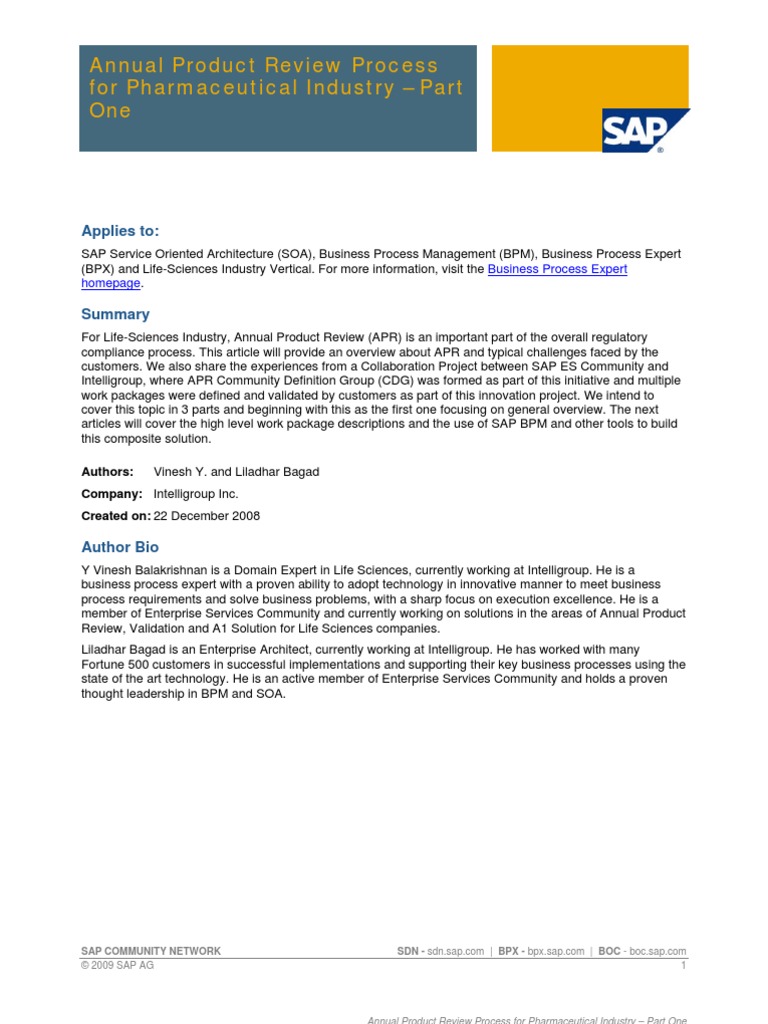 Annual Product Review Process For Pharma Industry Part1 Business
