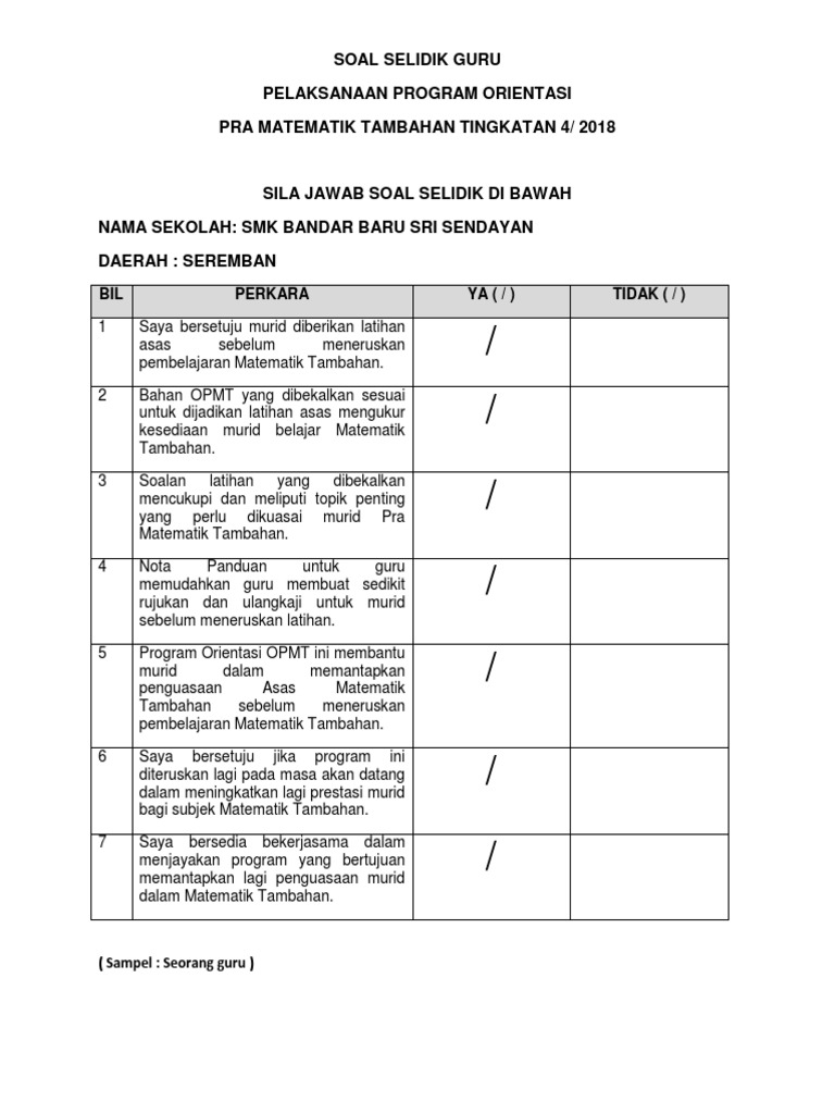 8 Borang Soal Selidik Guru 2018 Pdf