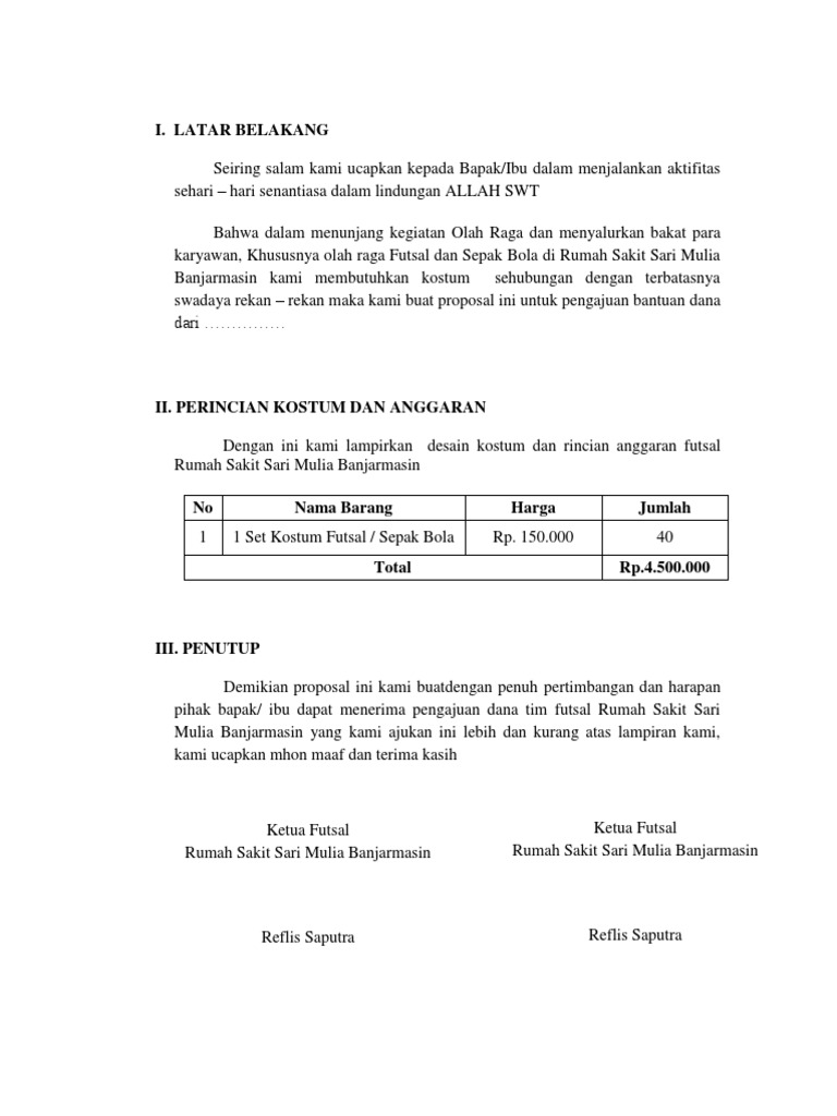 Proposal Baju Futsal Rssm