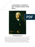 Conservative, Reactionary or Moderate Revolutionist? Joseph de Maistre in The Light of History