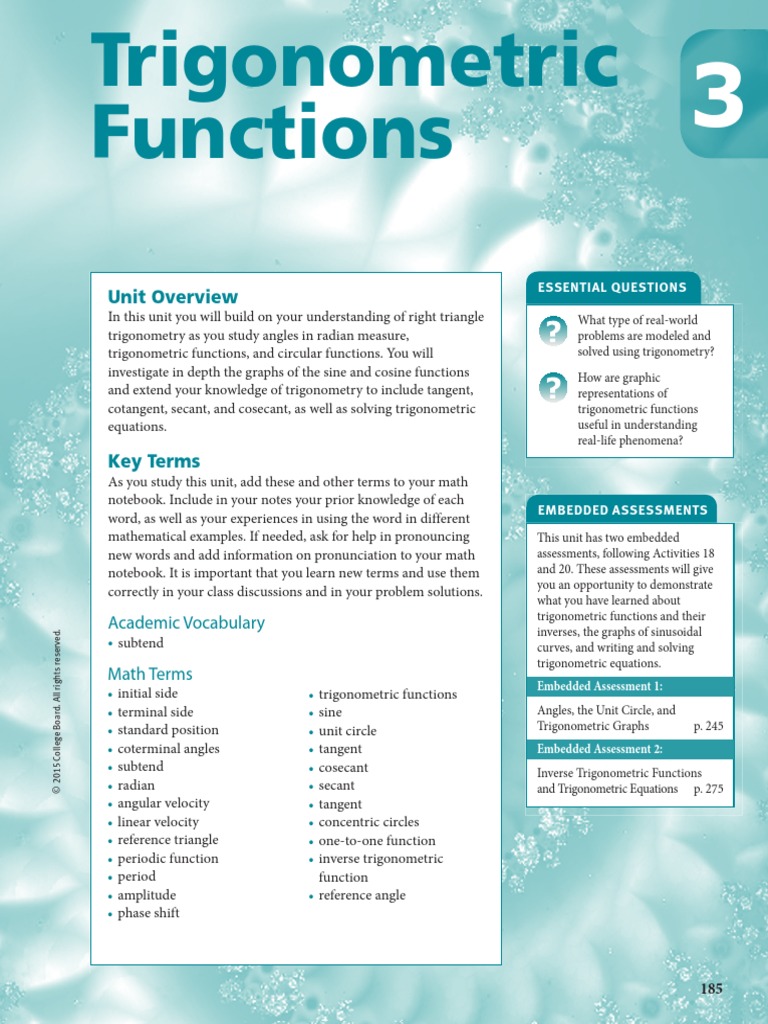 Unit 3 Trigfunctions | PDF | Trigonometric Functions | Angle