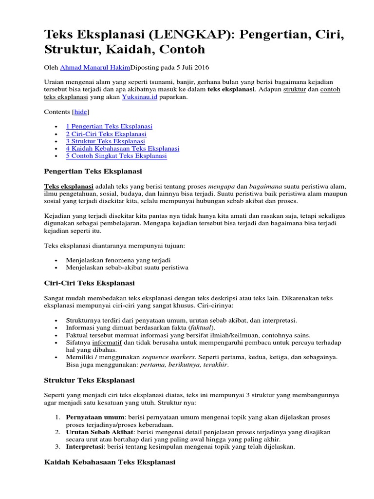 Contoh Teks Deskripsi Beserta Strukturnya - Mosaicone