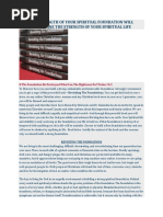 The Strength of Your Spiritual Foundation Will Determine the Strength of Your Spiritual Life