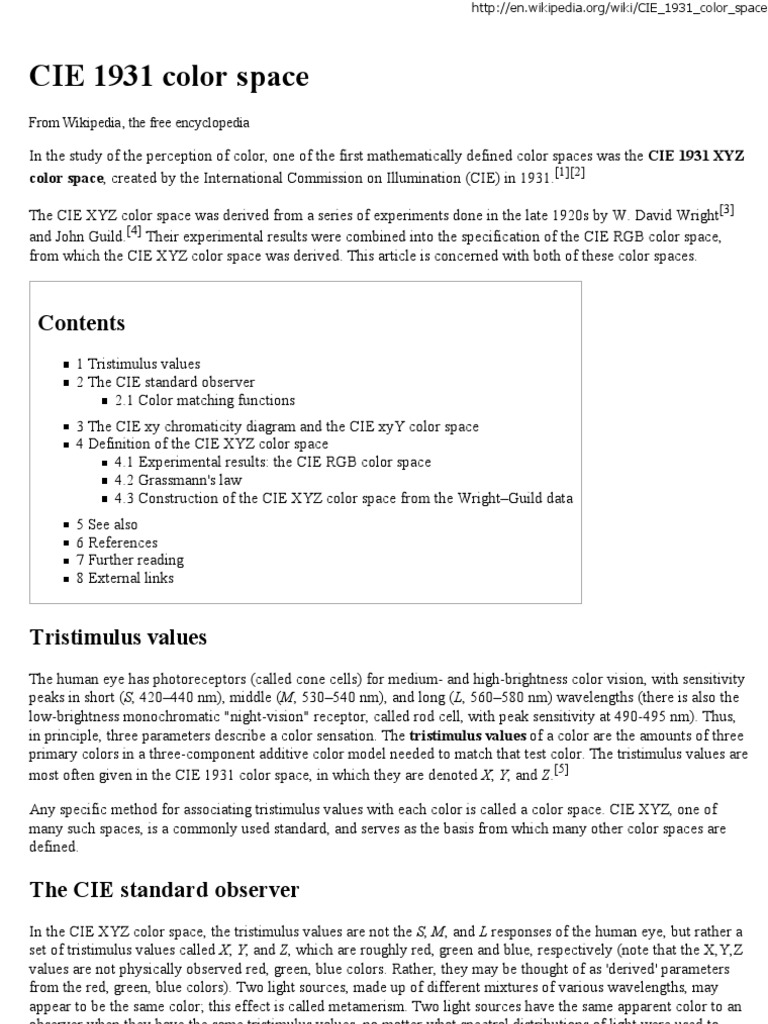 CIE 1931 Color Space - Wiki... | PDF | Color | Vision