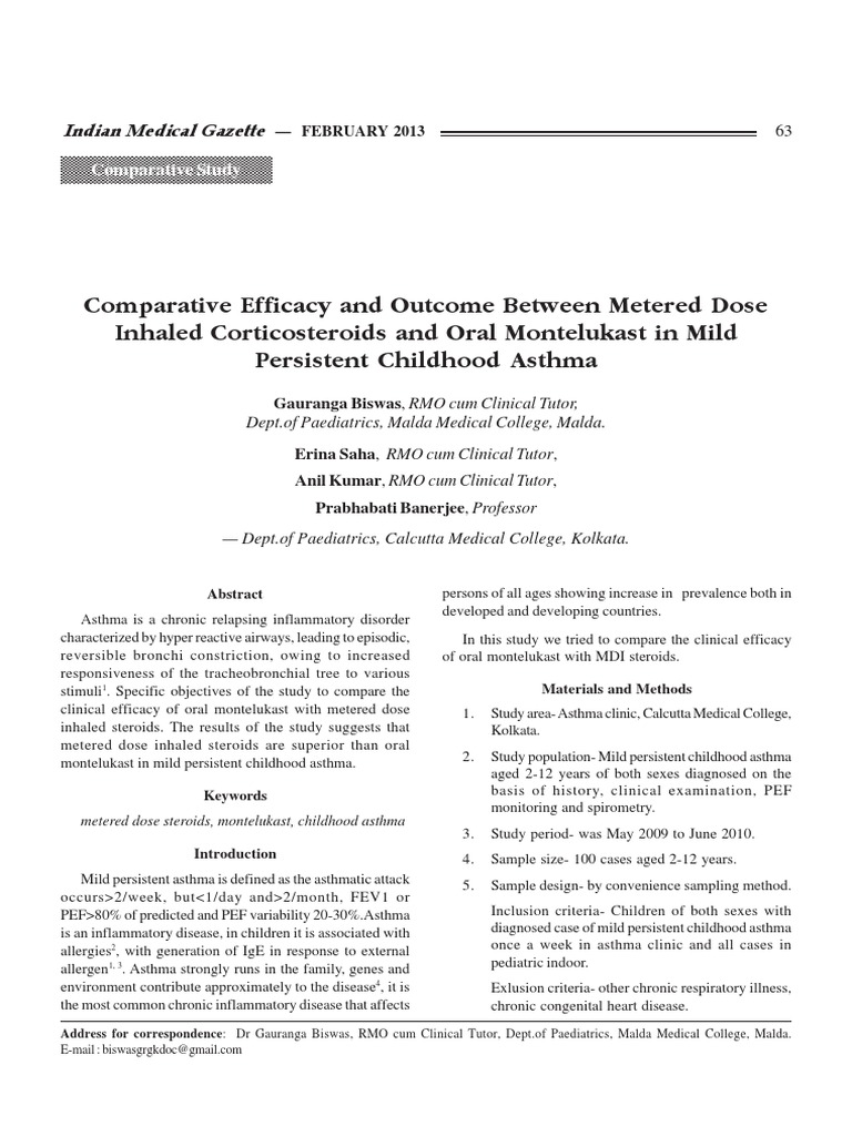 Mild Persistent Asthma Journal | PDF | Asthma | Medicine