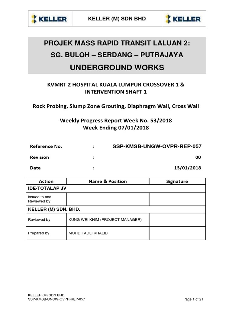 MRT Line 2 Weekly Progress Report | PDF | Civil Engineering | Nature