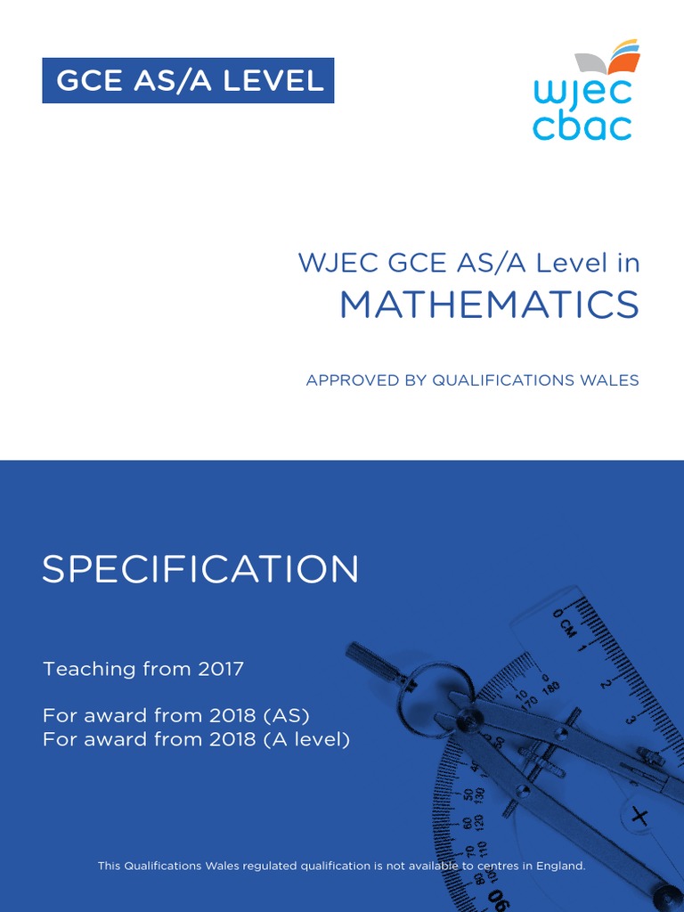 Wjec a Level Maths Specification Trigonometric Functions Gce
