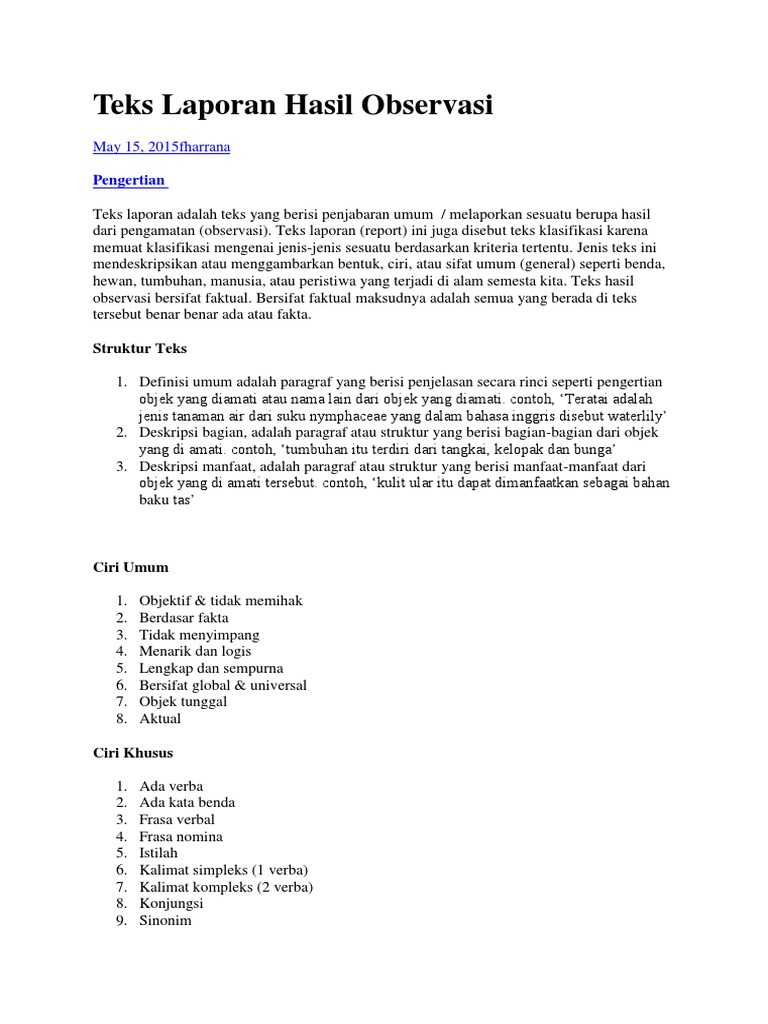 Pohon Kelapa Contoh Teks Laporan Hasil Observasi Tentang