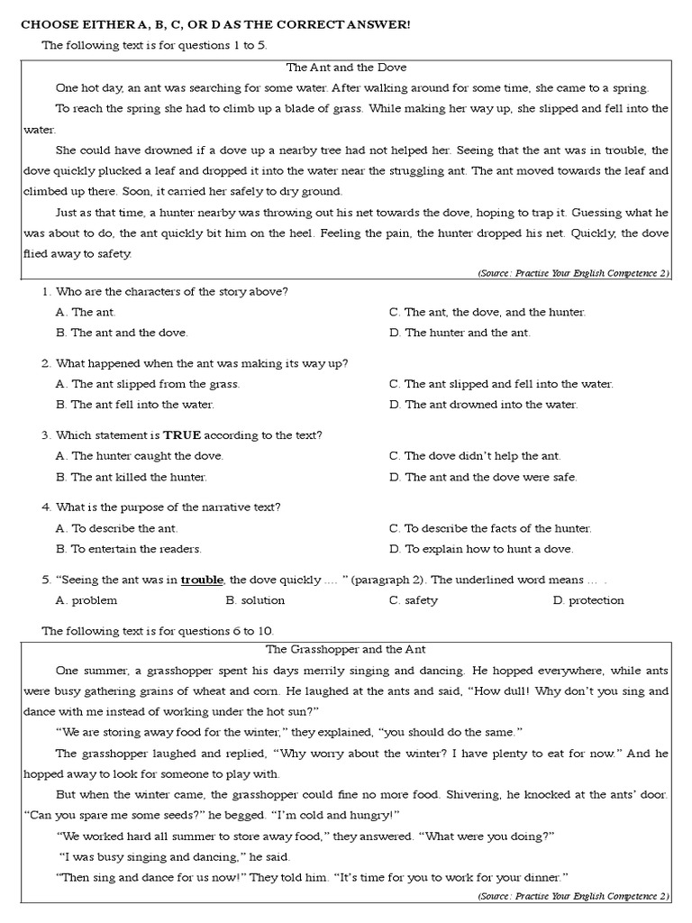 Soal Soal Teks Narrative Bahasa Inggris Smp Mts