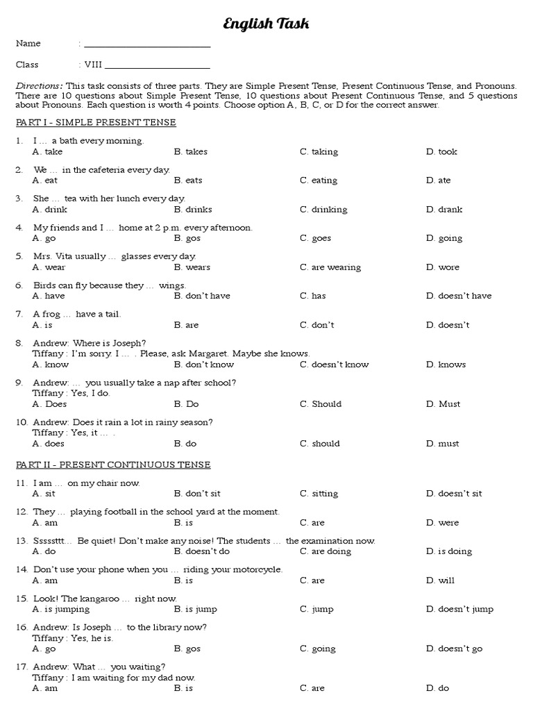 Soal Simple Present Tense Smp Kelas 9