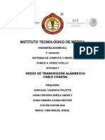 Actividad 3 Redes Medio de Transmision Cable Coaxial