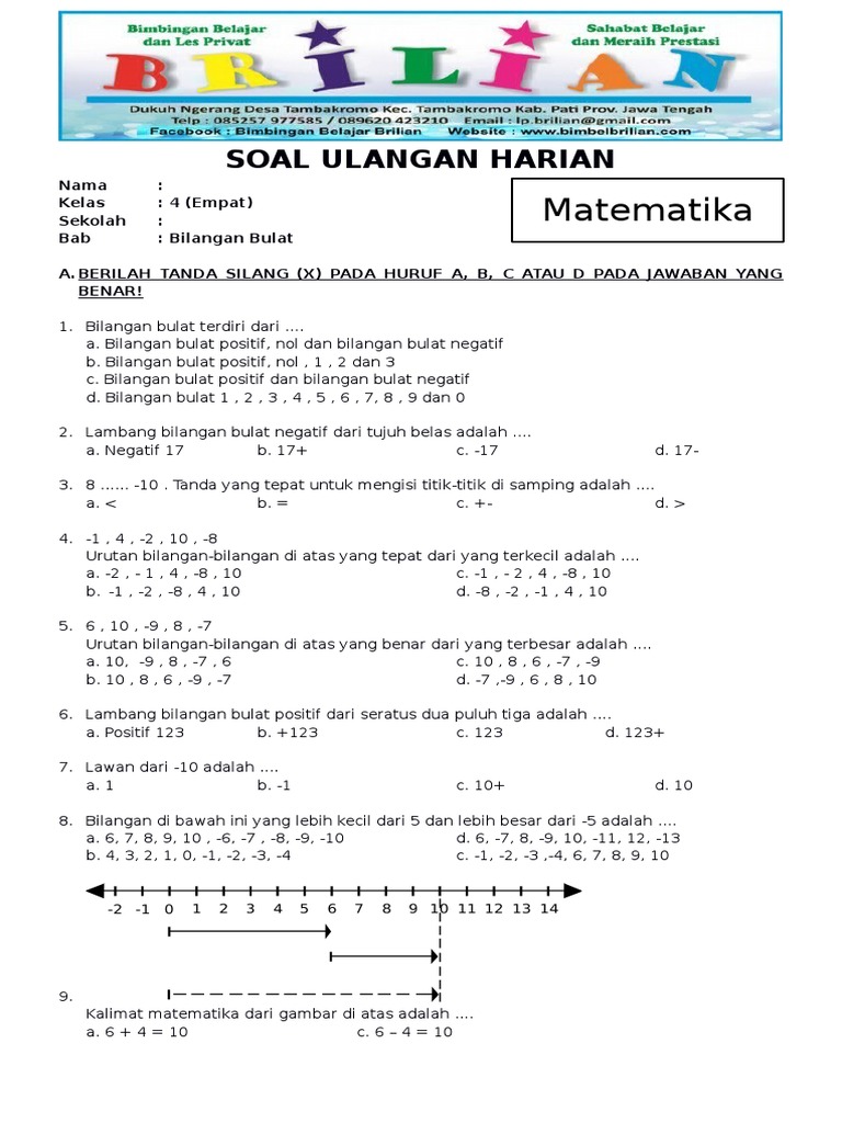 Contoh Soal Perbandingan Bilangan Bulat