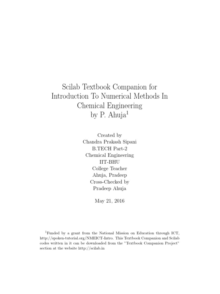 Numerical Methods in Chemical Engineering | PDF | Chemical Reactor ...