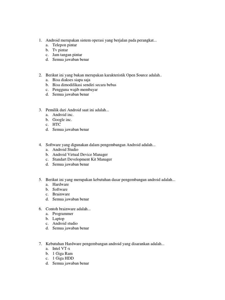 Soal Latihan Android