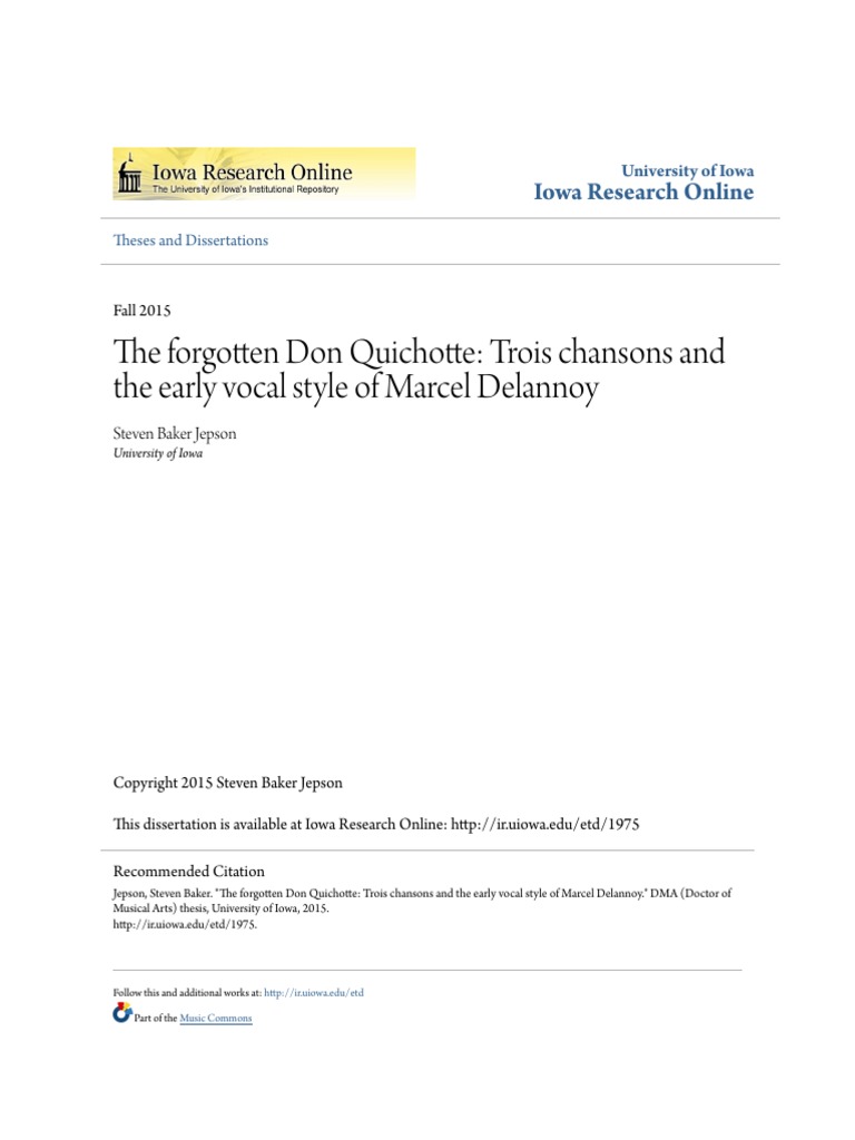 The Forgotten Don Quichotte Trois Chansons And The Early - 