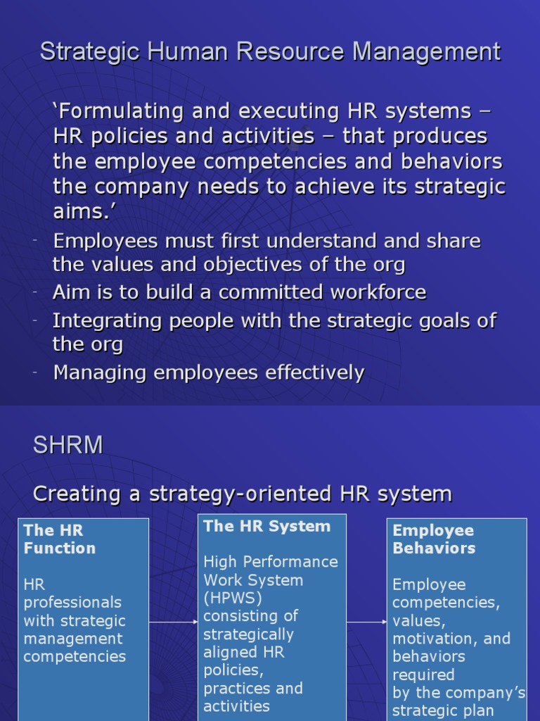 Strategic Human Resource Management | PDF | Human Resource Management ...