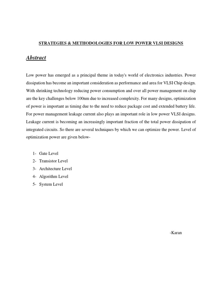 Low Power VLSI Design Strategies | PDF