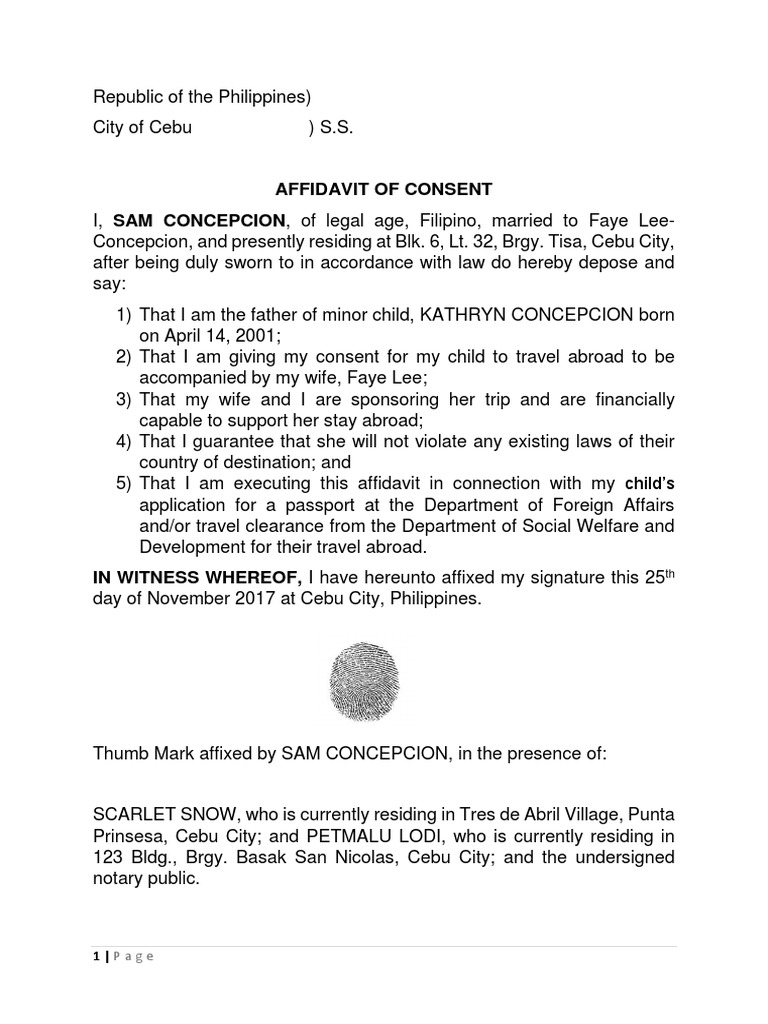 Affidavit of Thumbmark Consent | PDF | Notary Public | Official Documents