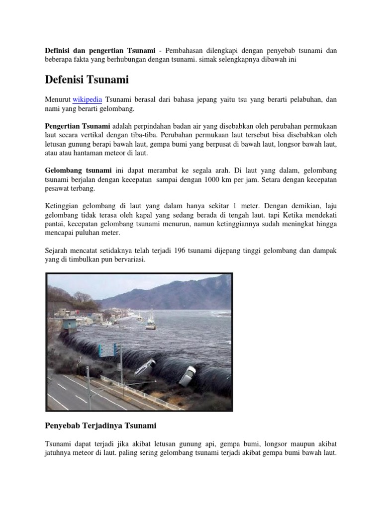 Definisi Dan Pengertian Tsunami