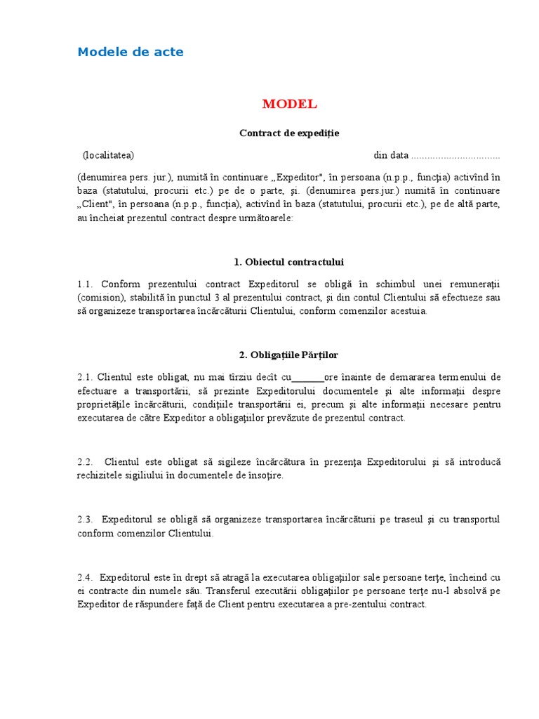 Contract de Expeditie | PDF