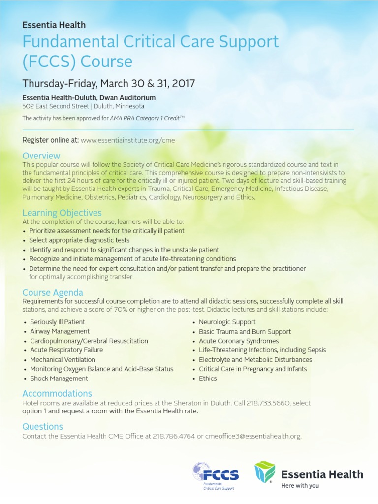 Fundamental Critical Care Support (FCCS) Course: Thursday-Friday, March ...