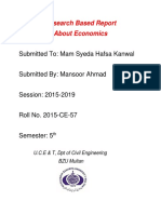 Research Based Report About Economics: Submitted To: Mam Syeda Hafsa Kanwal