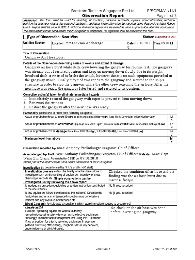 Gangway Air Hose Burst PDF Business Wellness