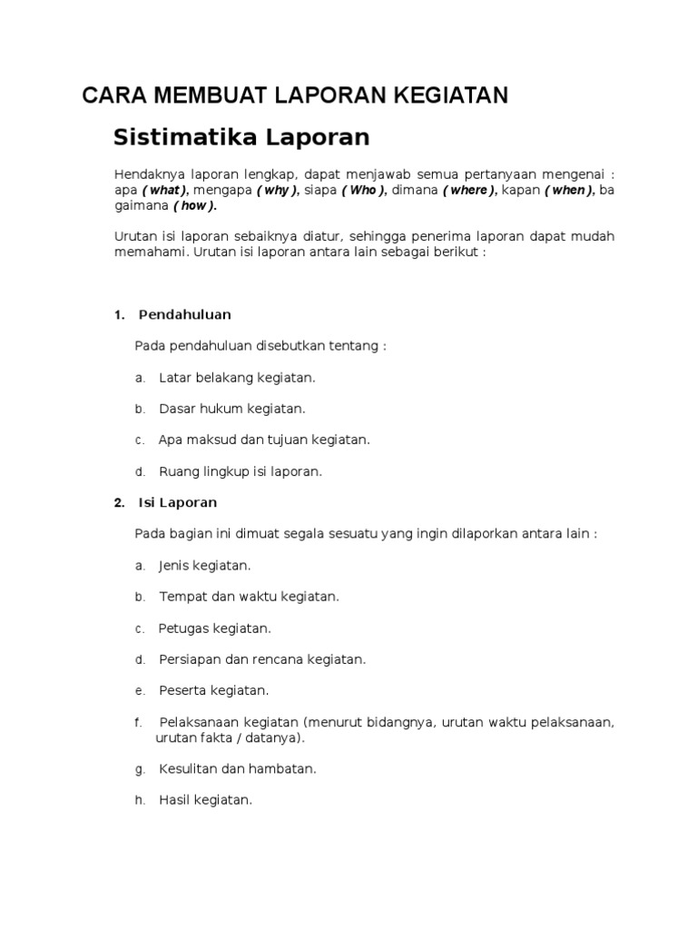 Cara Membuat Laporan Kegiatan | PDF