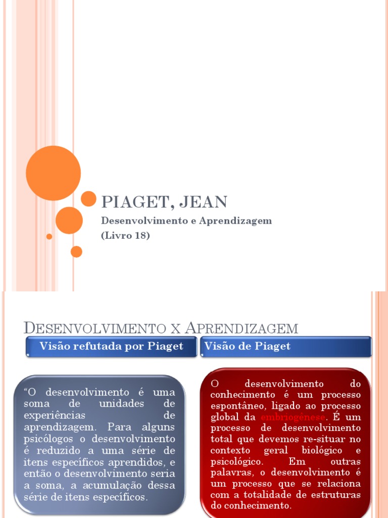 PIAGET, JEAN Desenvolvimento e Aprendizagem | PDF | Aprendizado ...