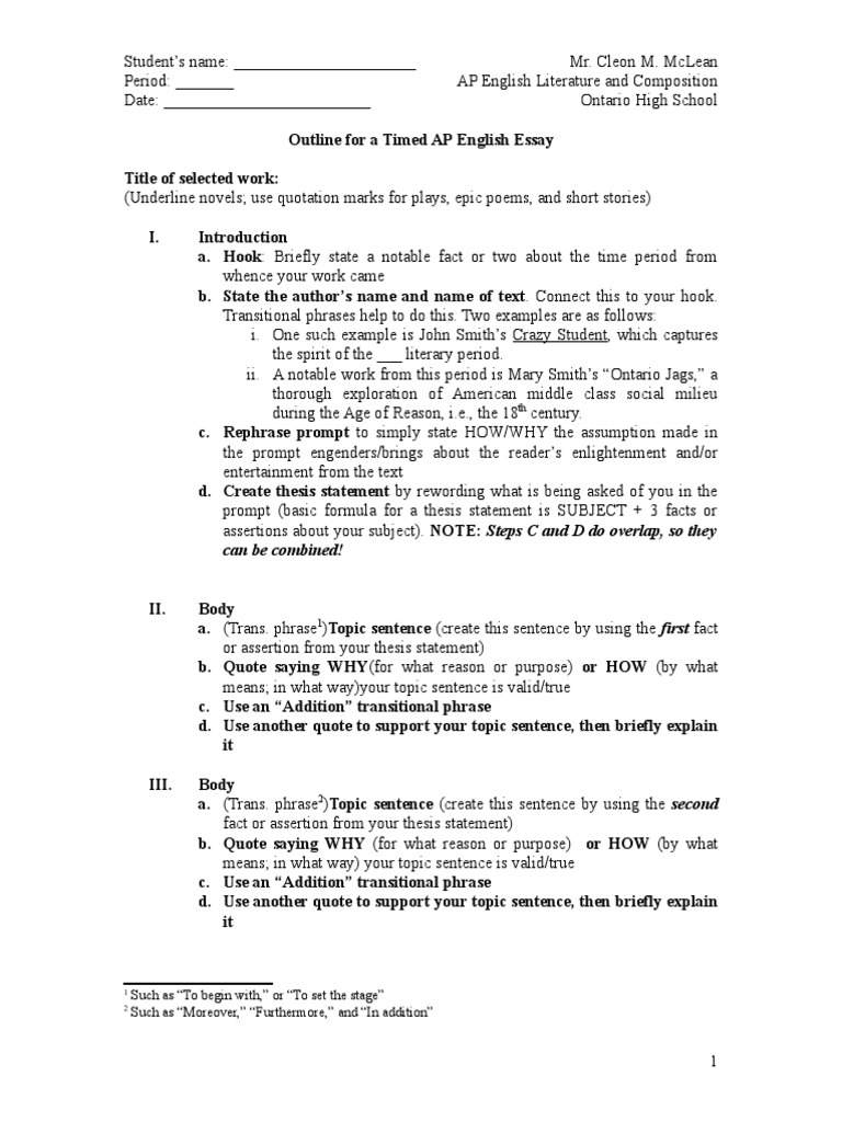 ap style essay format