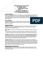 Health Disclosure Document Mr. Nathan Foster - High/Middle School Room - Telephone: 801-000-000 Email: Nfoster@School - Edu