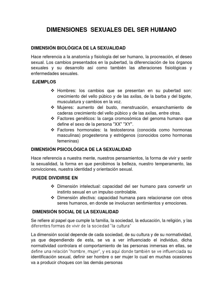 Dimensiones de la Sexualidad Humana | PDF | Hombre | Homo Sapiens
