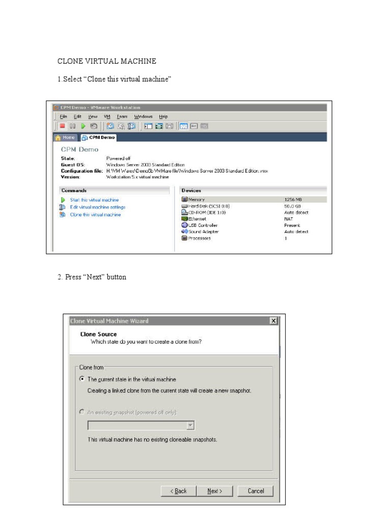 Clone Virtual Machine | PDF