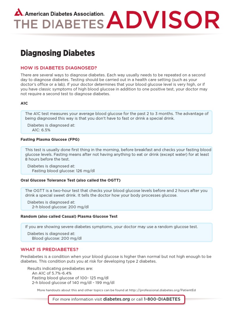 Diabetes Diagnosis Methods Guide | PDF