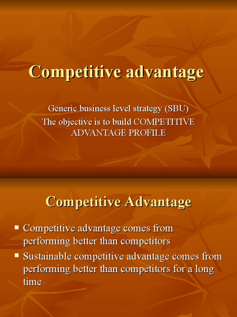 Generic Business Level Strategy SBU 
