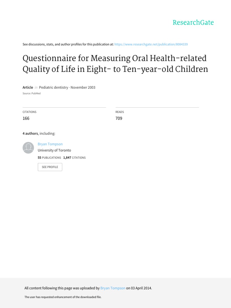 Questionnaire For Measuring Oral Health-Related Quality of Life in ...