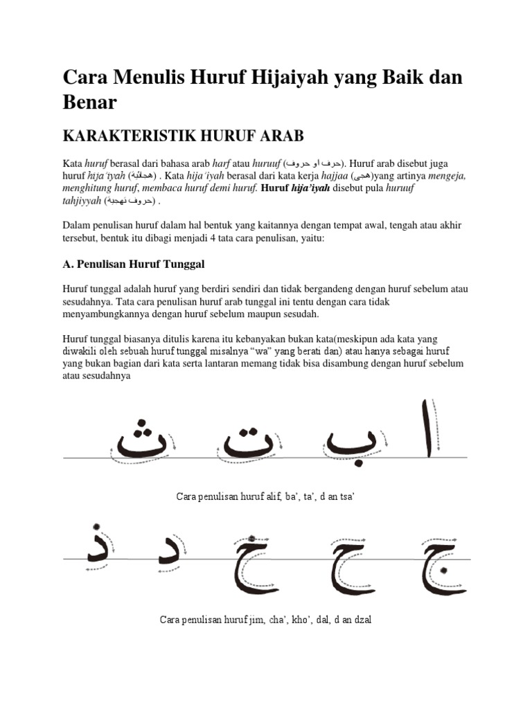 Cara Menulis Huruf Hijaiyah Yang Baik Dan Benar