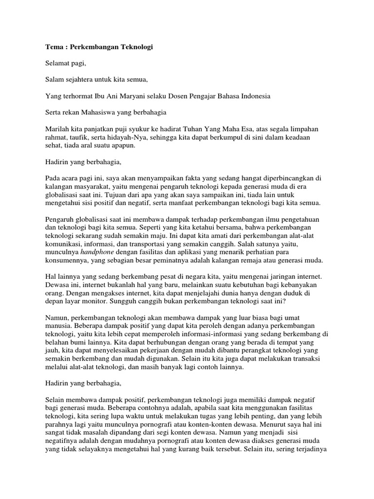 Teks Pidato Era Globalisasi Terbaru Kumpulan Referensi Teks Pidato