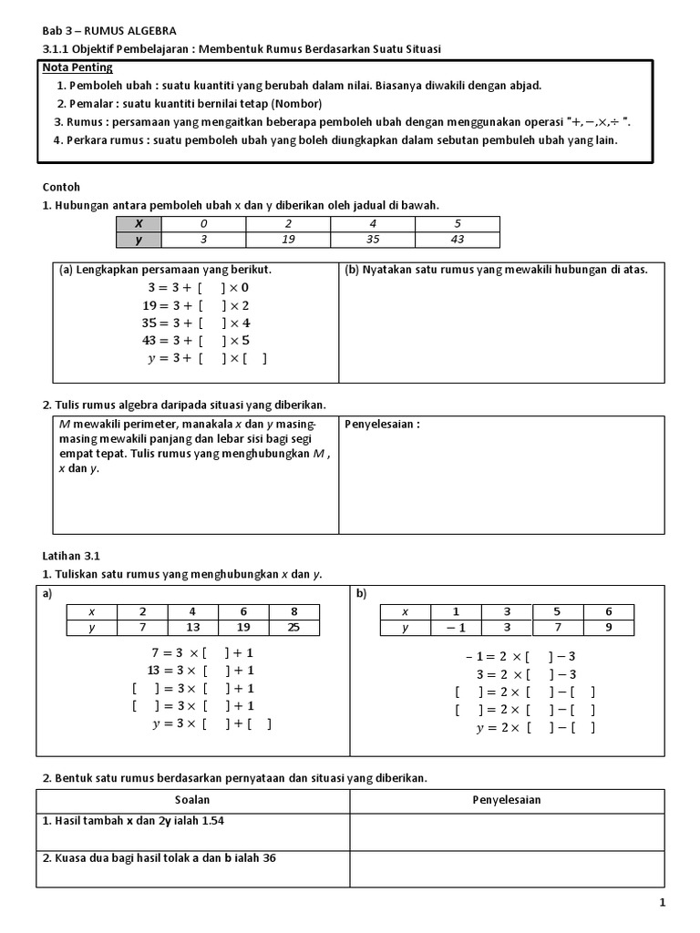 Bab 3 Rumus Algebra Pdf