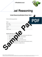 Verbal Reasoning: Sample Paper