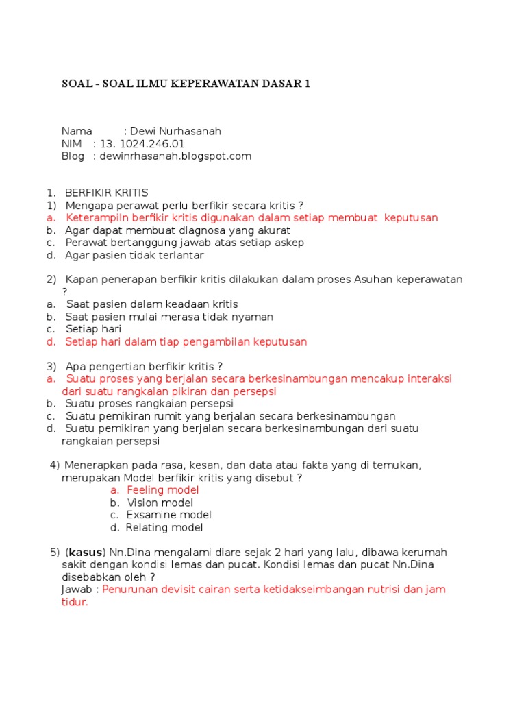 Contoh Soal Berpikir Kritis