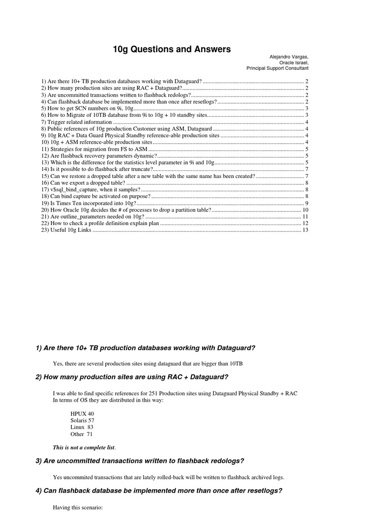 Oracle 10g Database Q&A Guide | PDF | Business