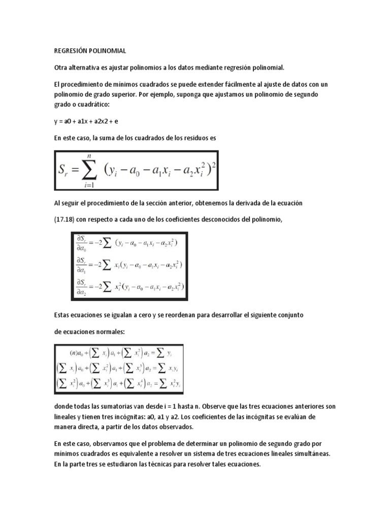 Regresión Polinomial | PDF | Ecuación cuadrática | Ecuaciones