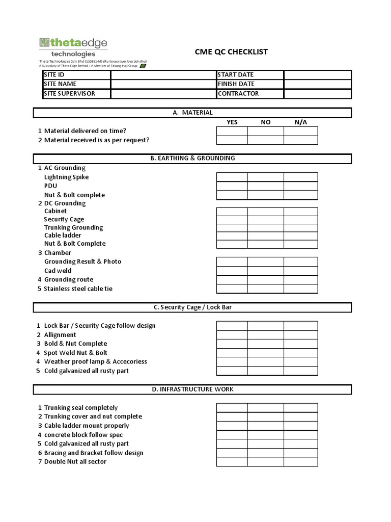 Electrical Quality Control Checklist | PDF