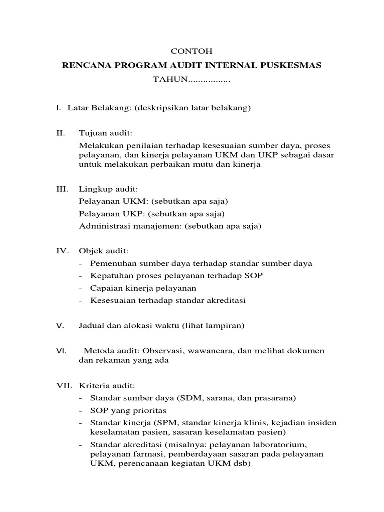 Contoh Rencana Kerja Tahunan Internal Audit Bpr Malaysia Sprm - IMAGESEE