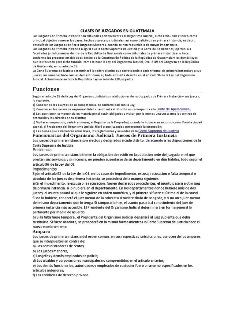 Clases de Juzgados en Guatemala | PDF | Competencia (ley) | Juez