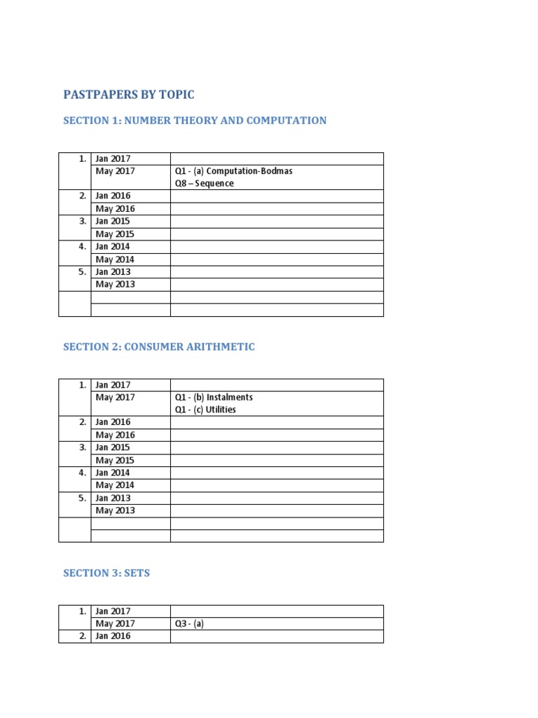 CXC Mathematics Pastpapers by Topic | PDF