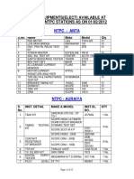 TEST EQUIPMENTS AVAILABLE AT VARIOUS NTPC STATIONS